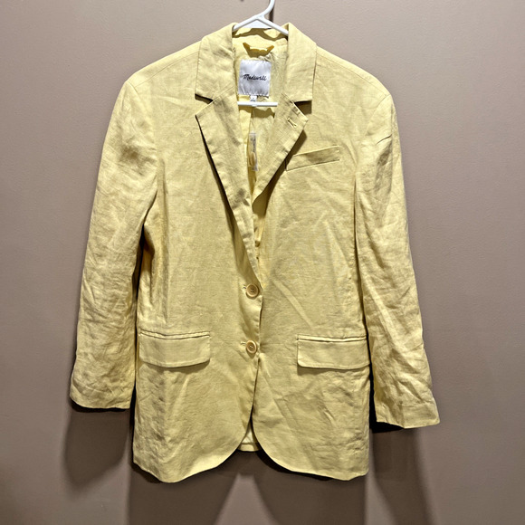 Madewell Women's Oversized Blazer S Linen Light Straw Business Casual Lagenlook
